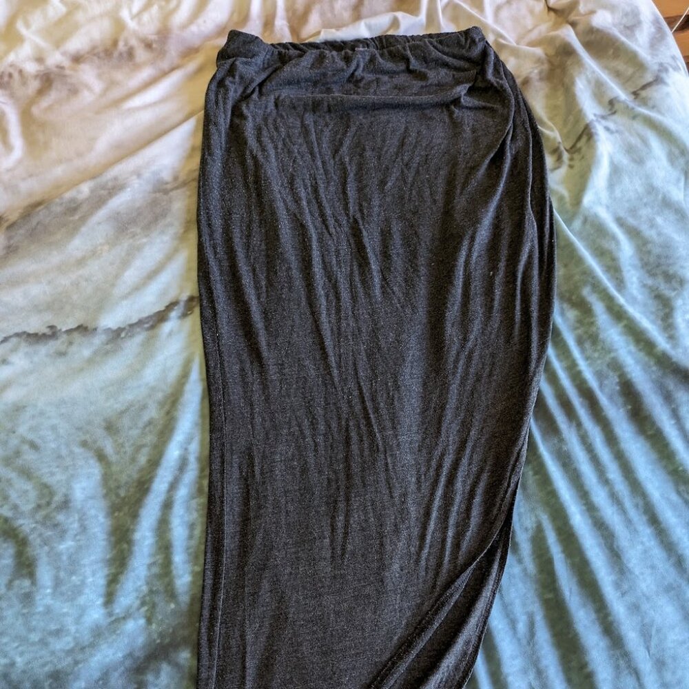 Cotton gray Skirt (with high slit on side)